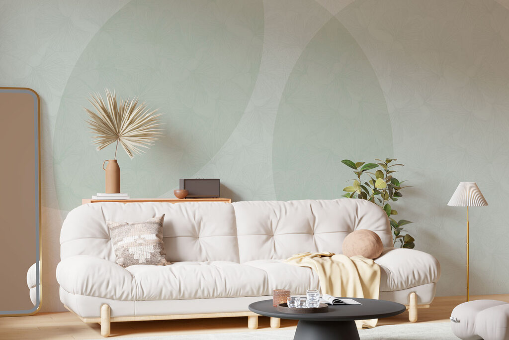 White and green background with circles and lines