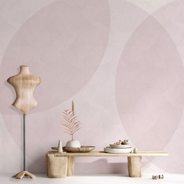 White and pink background with circles