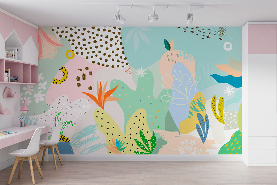 Wall murals Colorful pattern with different shapes and colors