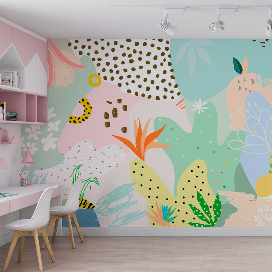 Wall murals Colorful pattern with different shapes and colors - Image 2