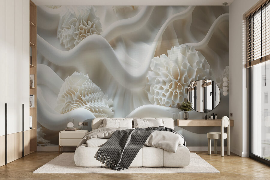 White fabric with white balls