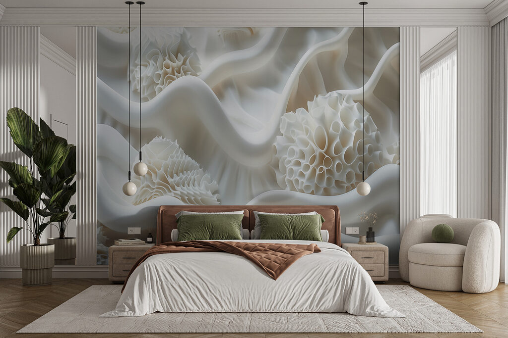 White fabric with white balls White fabric with white balls