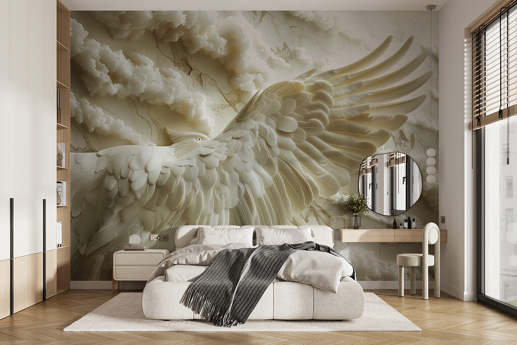 White bird with wings spread out White bird with wings spread out