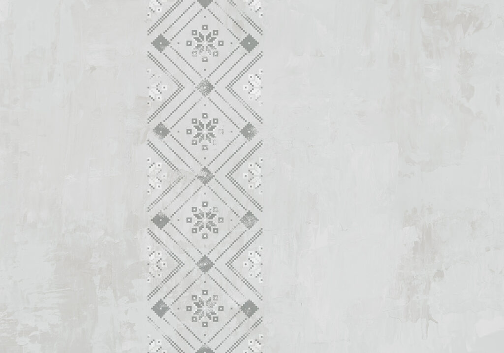 Grey and white pattern on a white surface