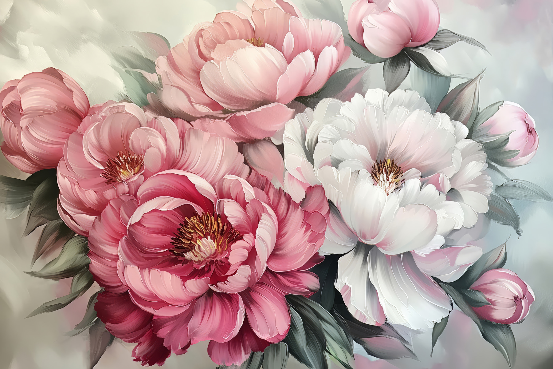 Group of flowers with leaves Group of flowers with leaves