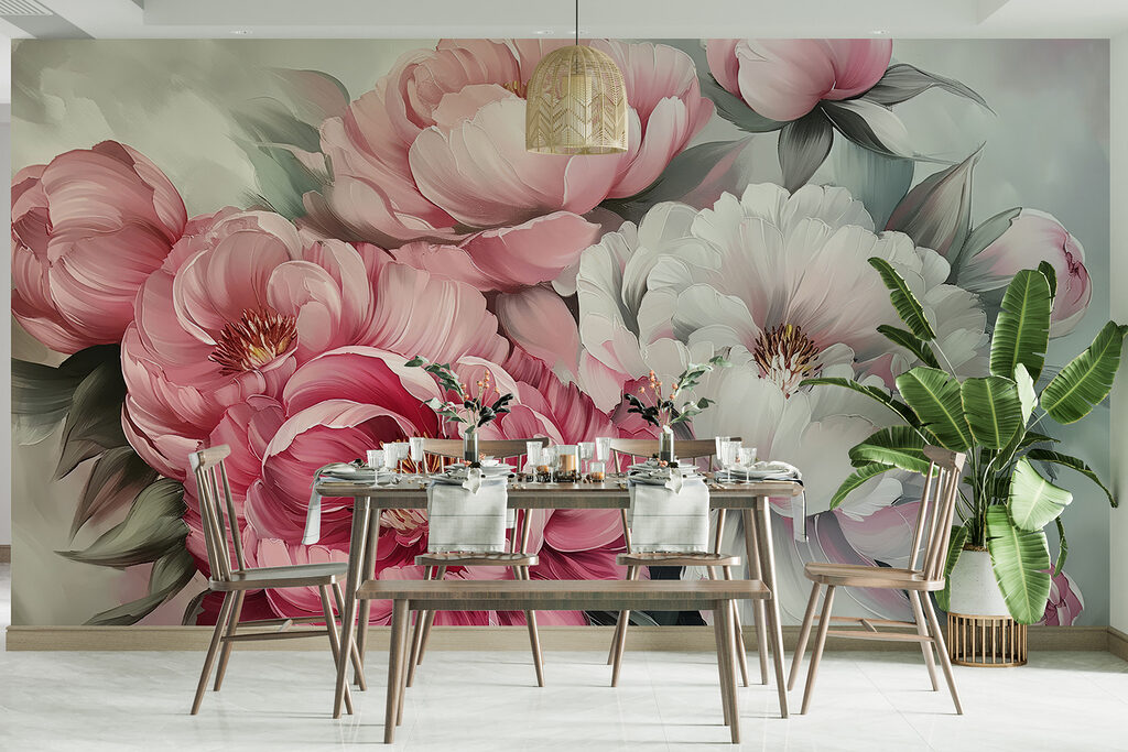 Group of flowers with leaves Group of flowers with leaves