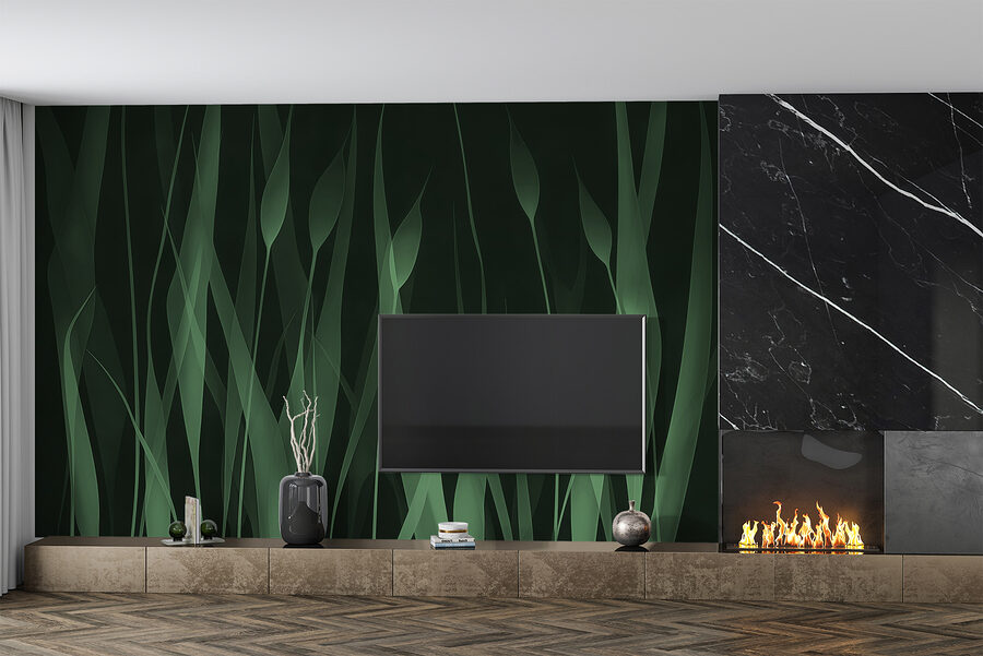 Green grass with black background
