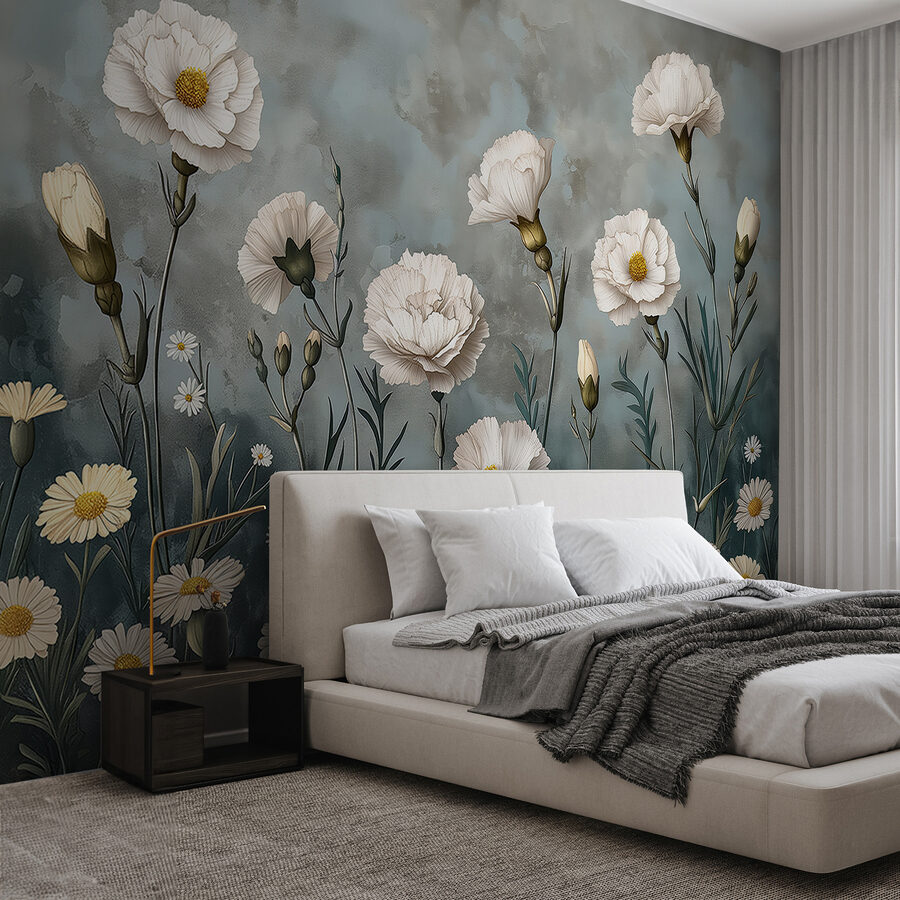 Painting of white flowers Painting of white flowers