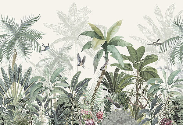 Wallpaper with a tropical forest Wallpaper with a tropical forest