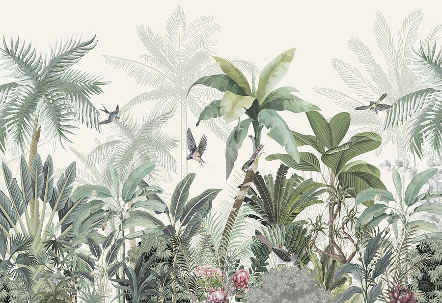 Wallpaper with a tropical forest