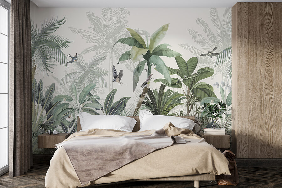 Wallpaper with a tropical forest