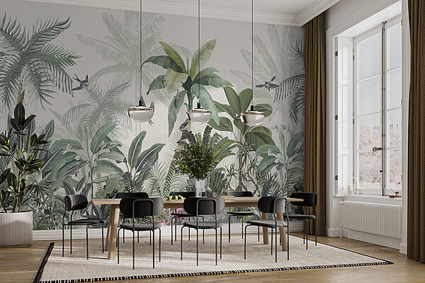 Wallpaper with a tropical forest Wallpaper with a tropical forest
