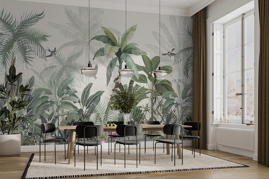 Wallpaper with a tropical forest