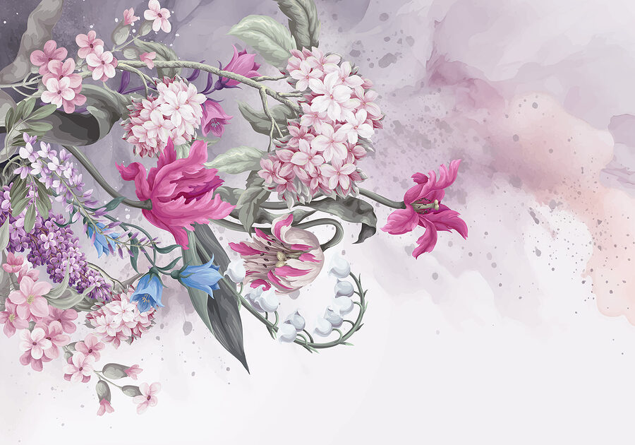 Painting of flowers on a white background
