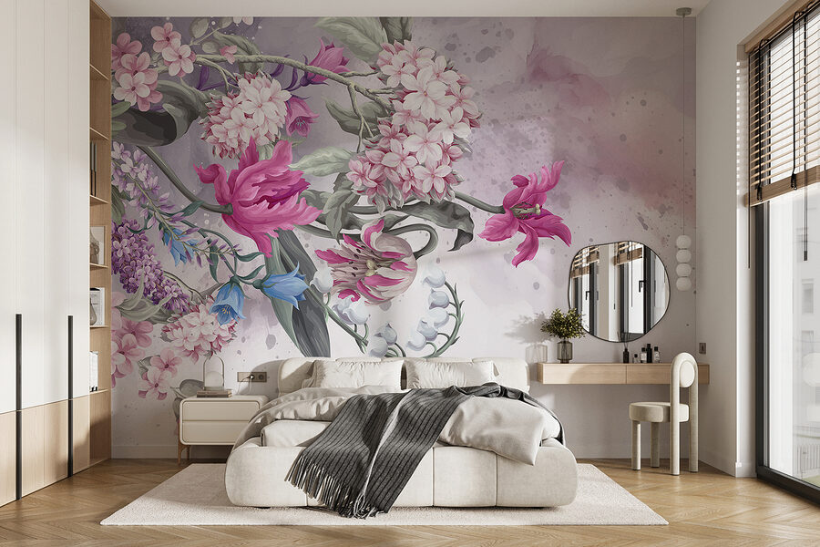 Painting of flowers on a white background