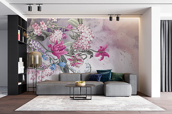 Painting of flowers on a white background Painting of flowers on a white background