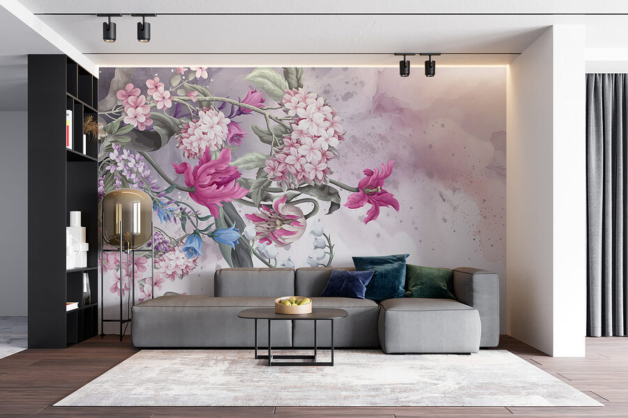 Painting of flowers on a white background