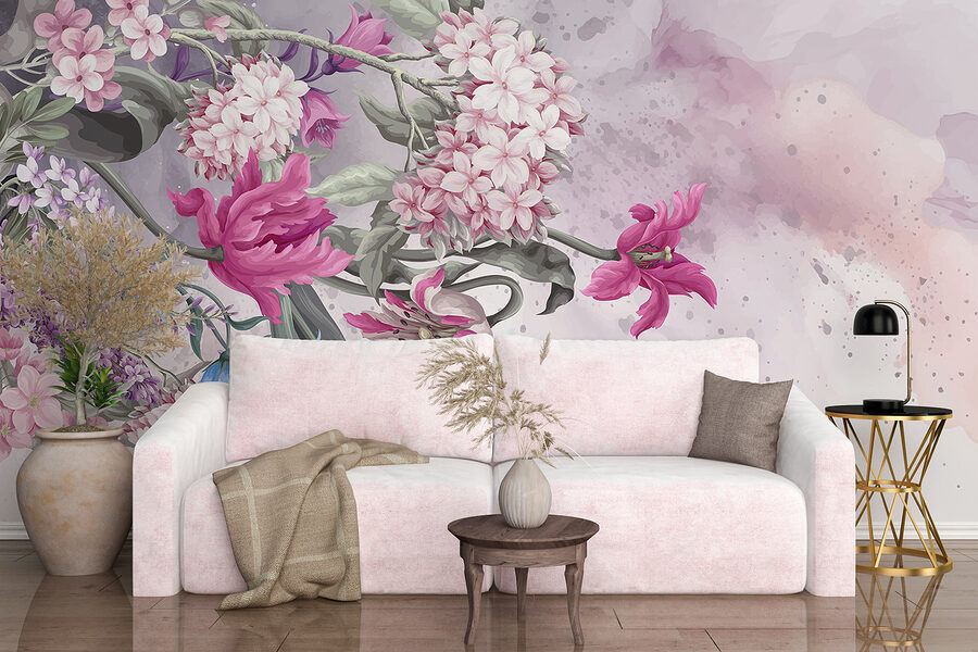 Painting of flowers on a white background