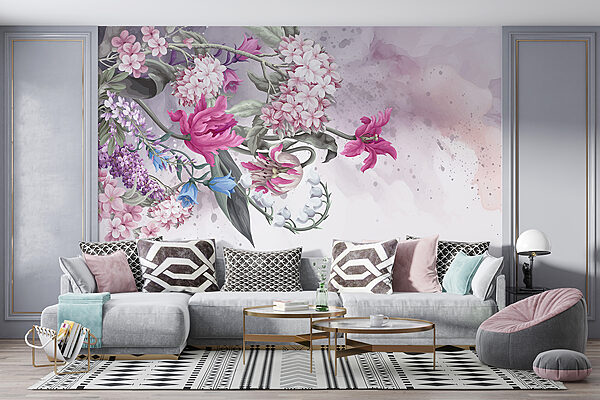 Painting of flowers on a white background Painting of flowers on a white background