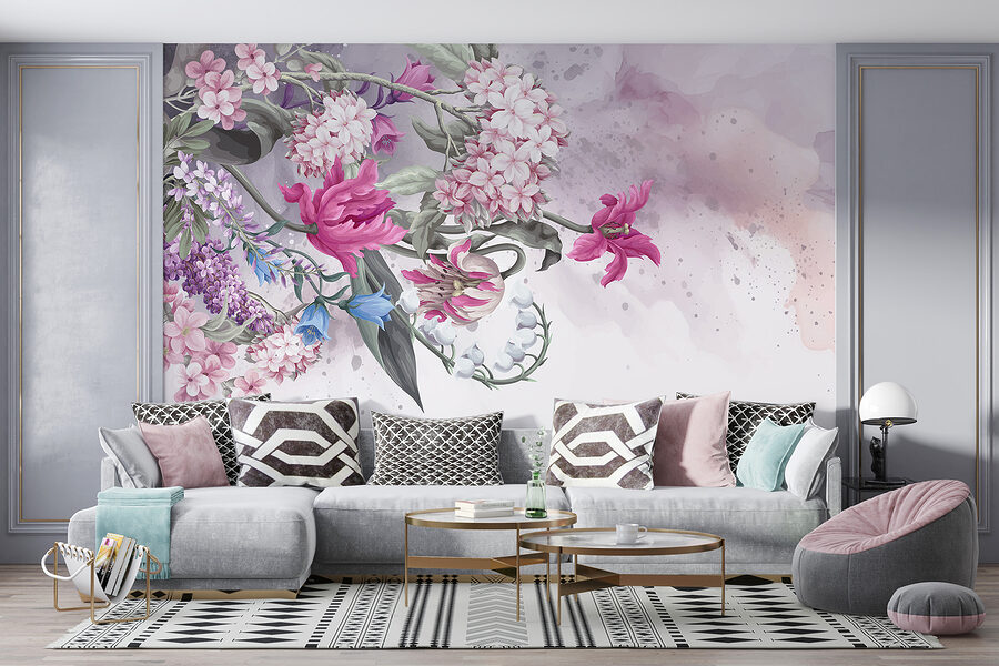Painting of flowers on a white background