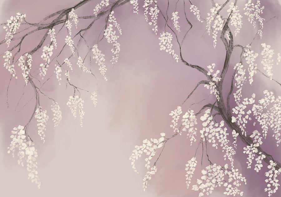 Tree branch with white flowers