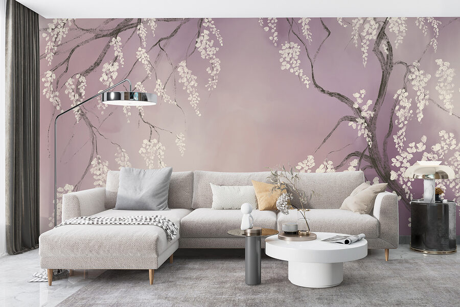 Tree branch with white flowers