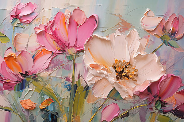 Painting of flowers on a canvas Painting of flowers on a canvas