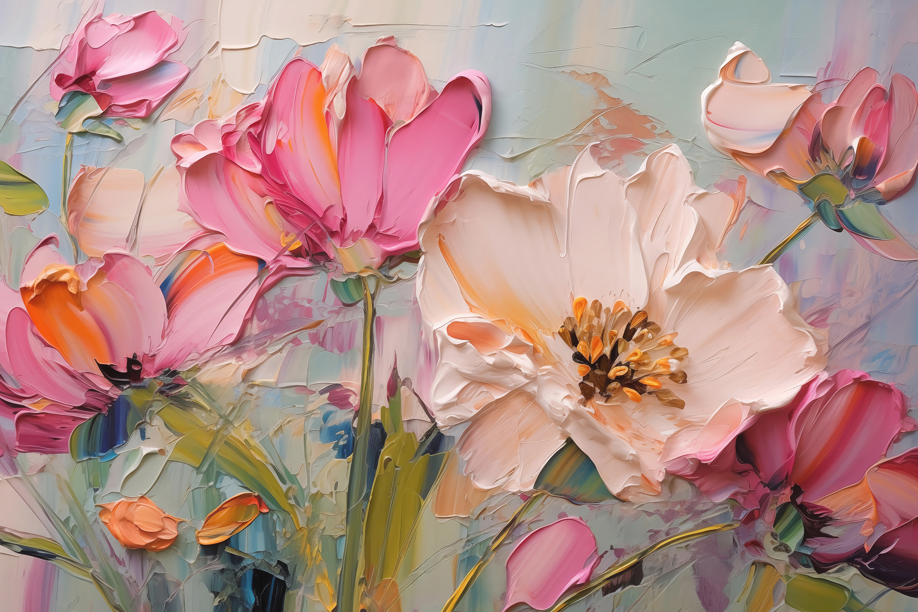 Painting of flowers on a canvas