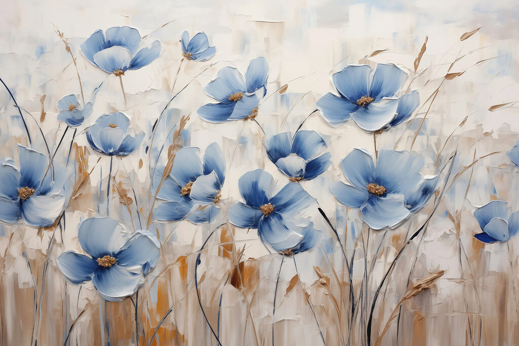 Painting of blue flowers Painting of blue flowers
