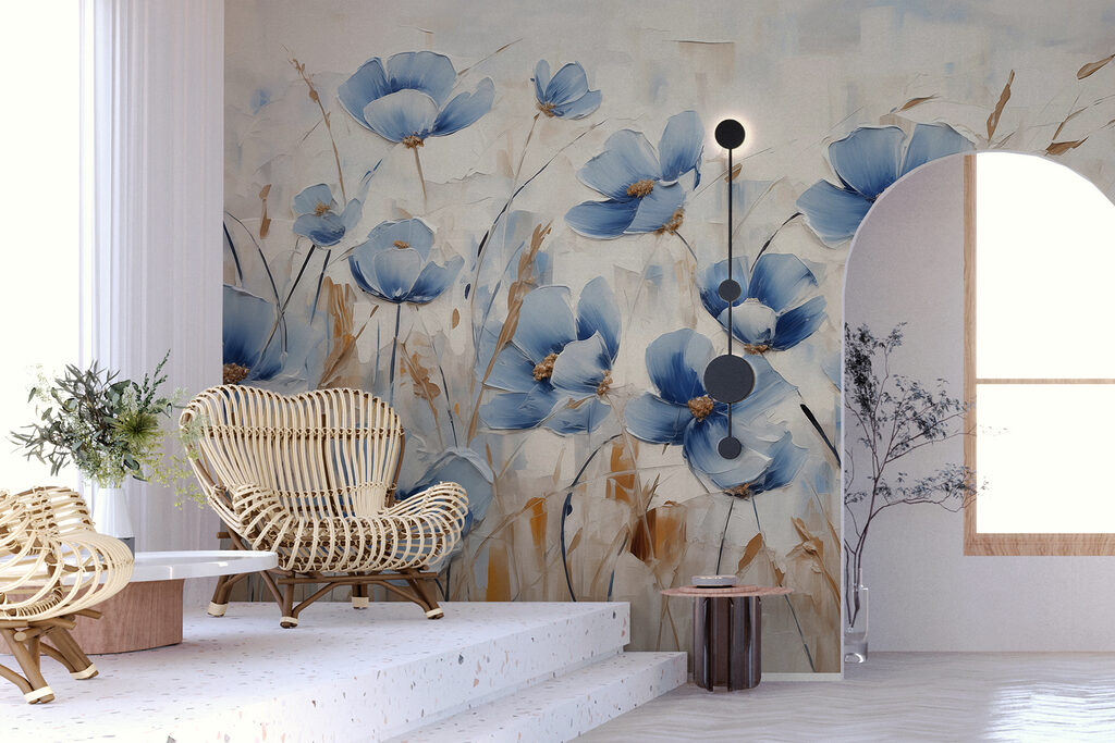 Painting of blue flowers