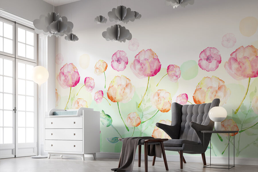 Watercolor painting of flowers