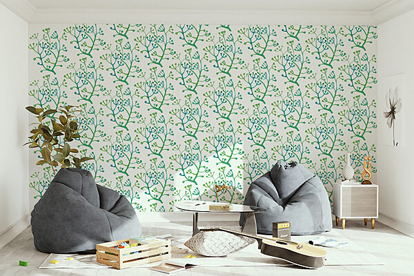 Pattern of green and blue branches Pattern of green and blue branches