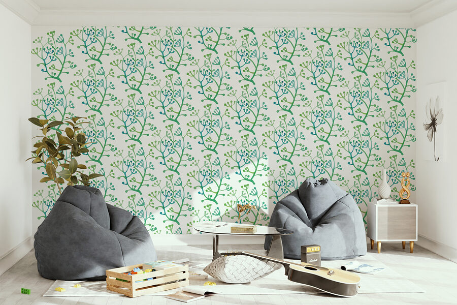 Pattern of green and blue branches
