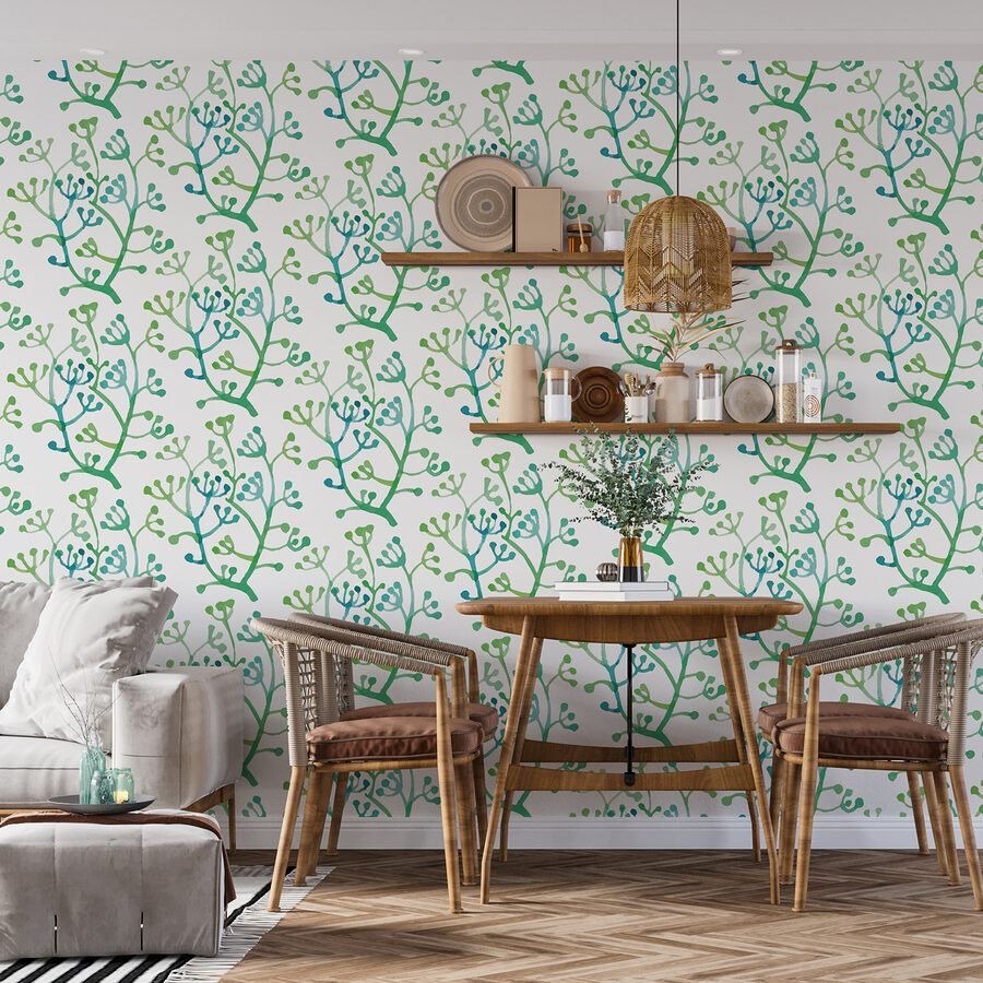 Pattern of green and blue branches