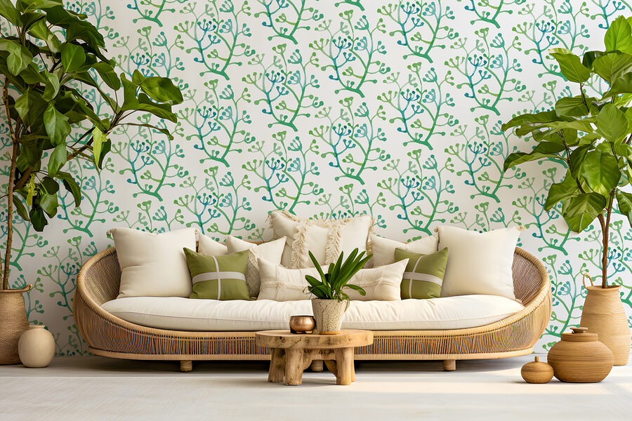 Pattern of green and blue branches