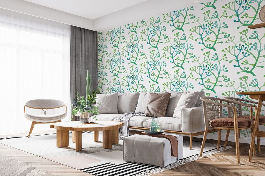 Pattern of green and blue branches