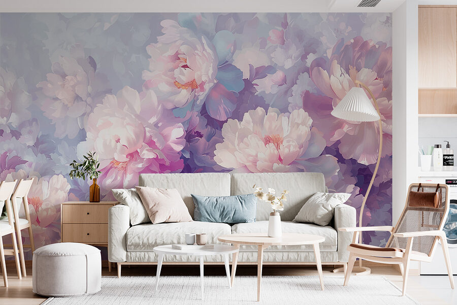 Wall murals Group of flowers on a white background