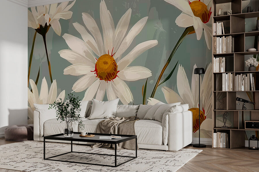 Wall murals Group of white flowers