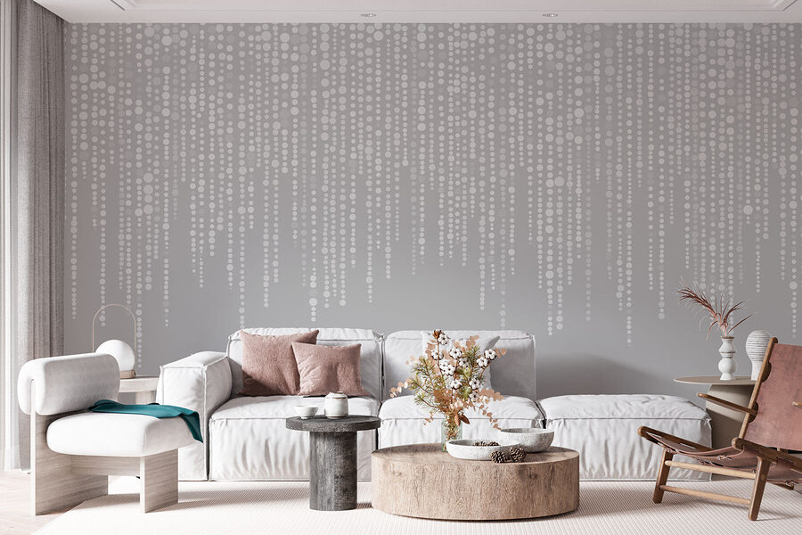 Grey and white background with dots