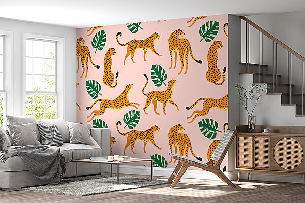 Pattern of cheetahs and leaves Pattern of cheetahs and leaves