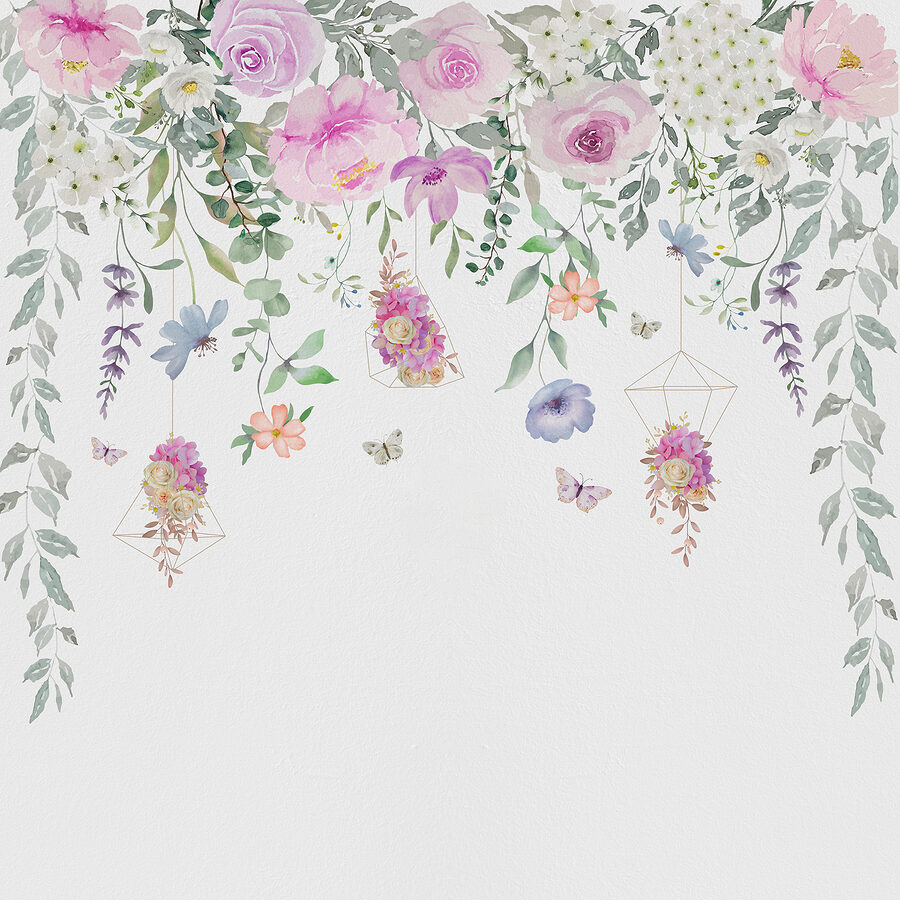 Painting of flowers and butterflies