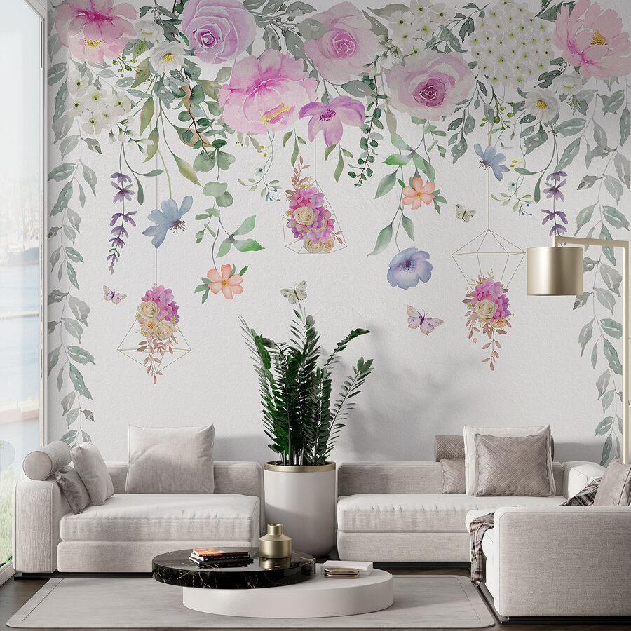 Painting of flowers and butterflies