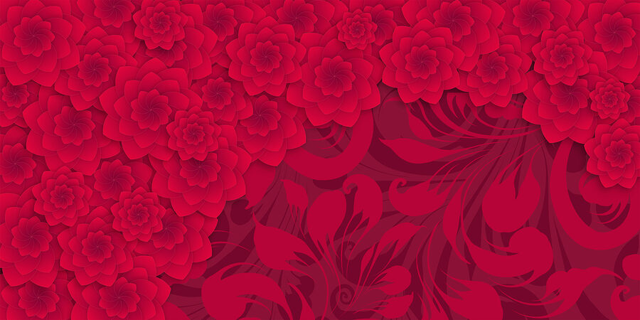 Red flower pattern on a red background