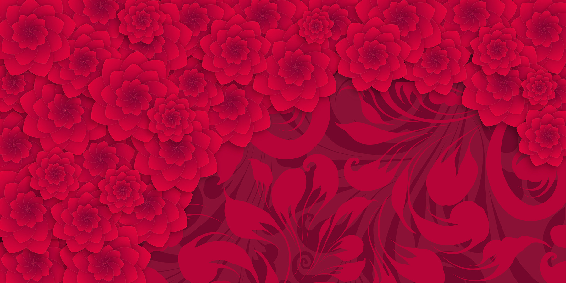 Red flower pattern on a red background