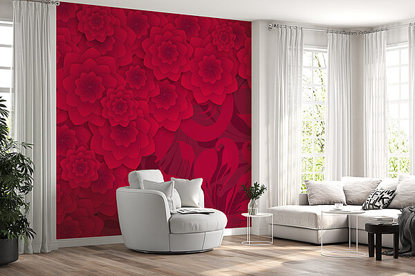 Red flower pattern on a red background Red flower pattern on a red background