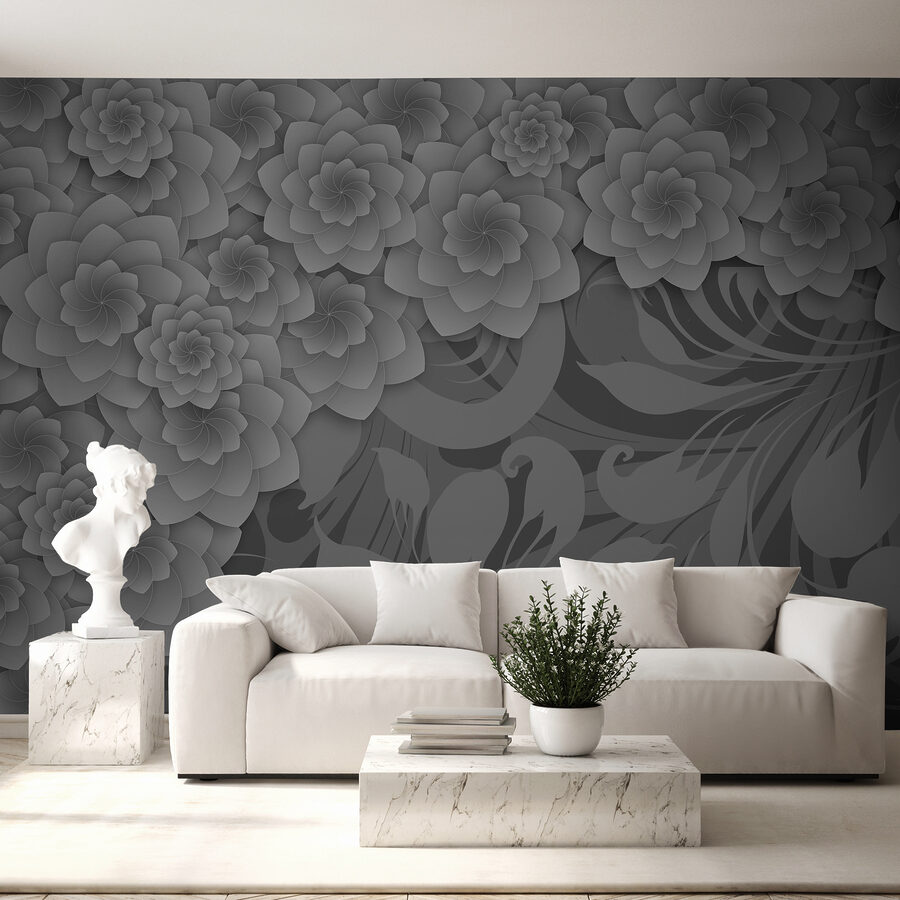 Grey and white floral design