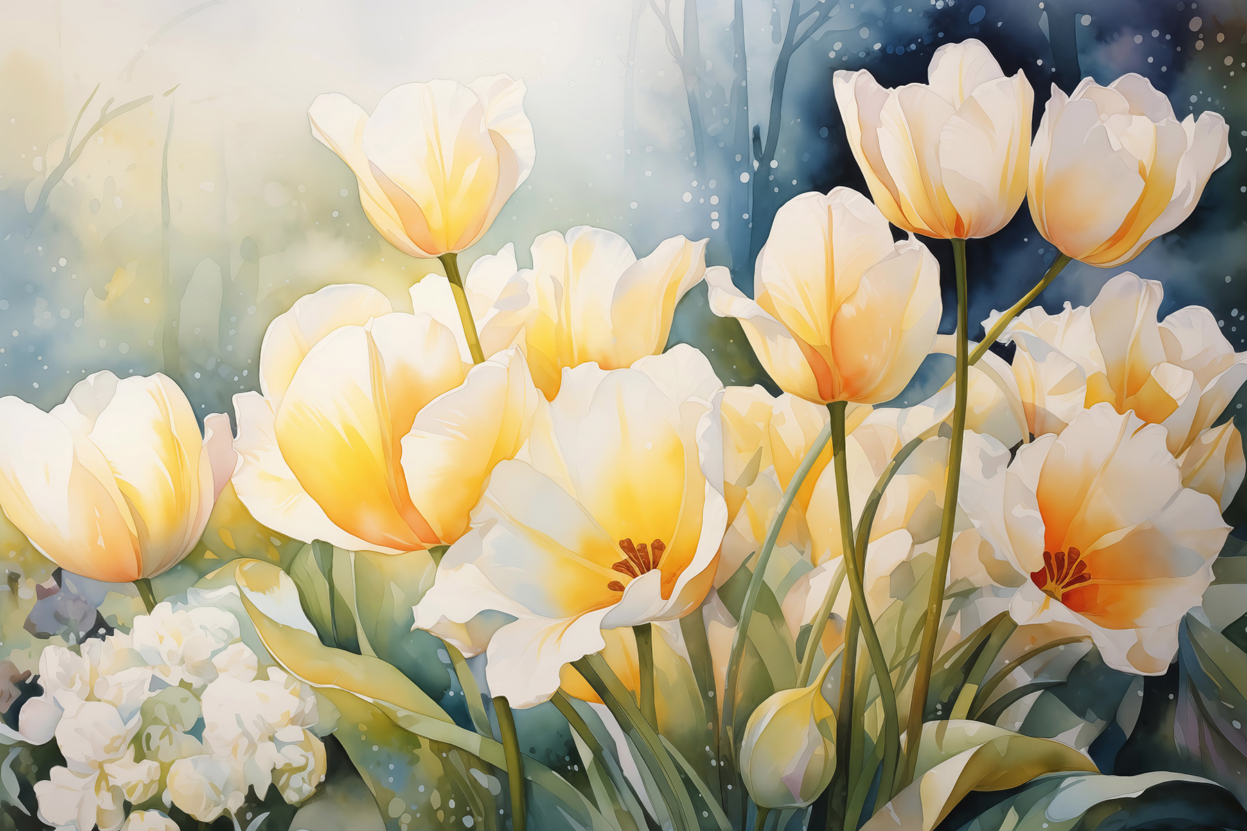 Painting of white flowers Painting of white flowers