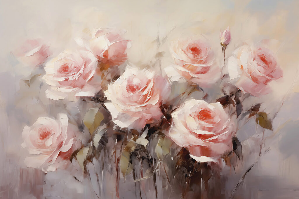 Painting of pink roses Painting of pink roses