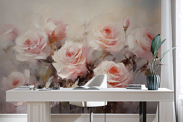 Painting of pink roses Painting of pink roses