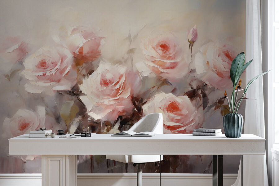 Painting of pink roses